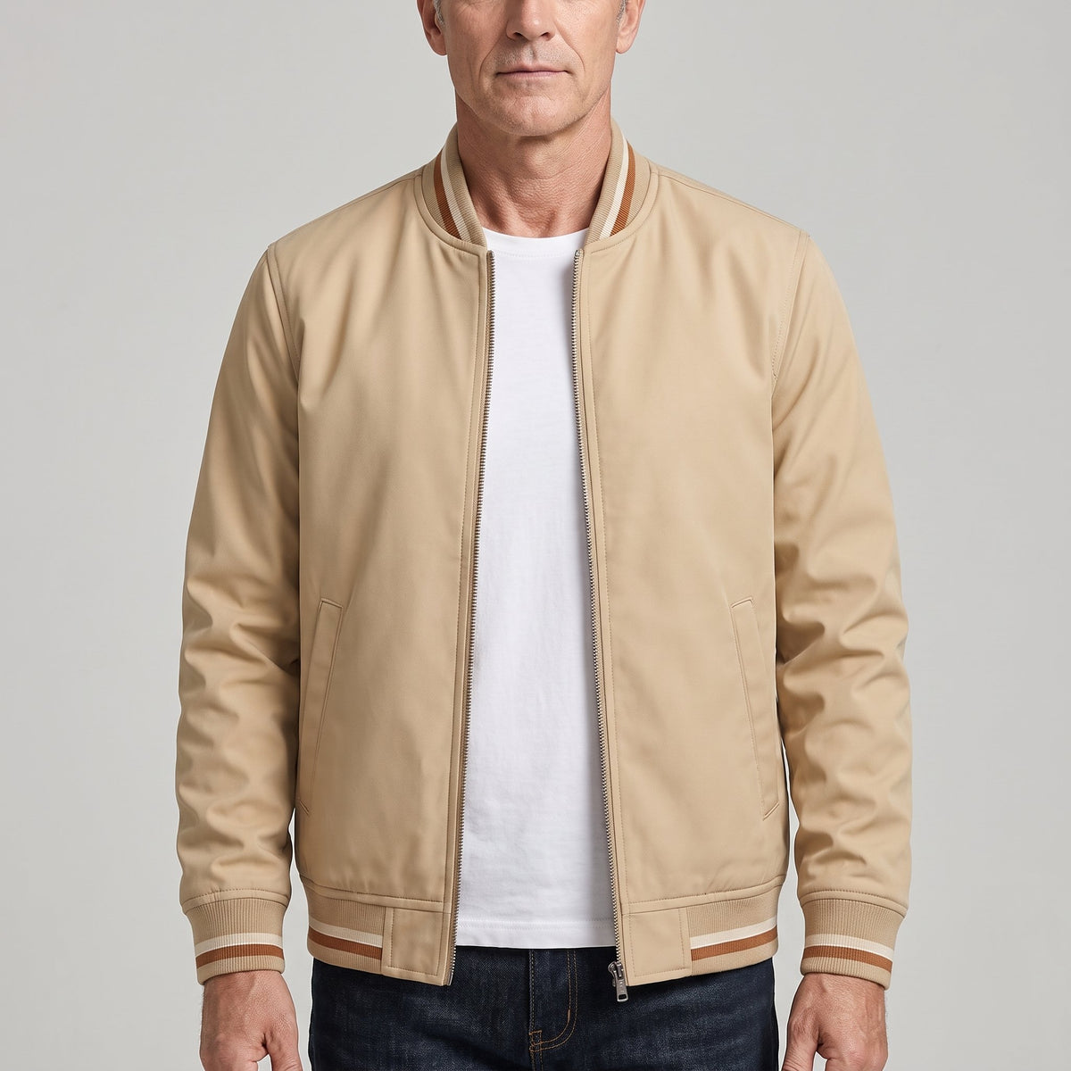 Men's Cotton Blend Parker Jacket with Ribbed Trim Hero
