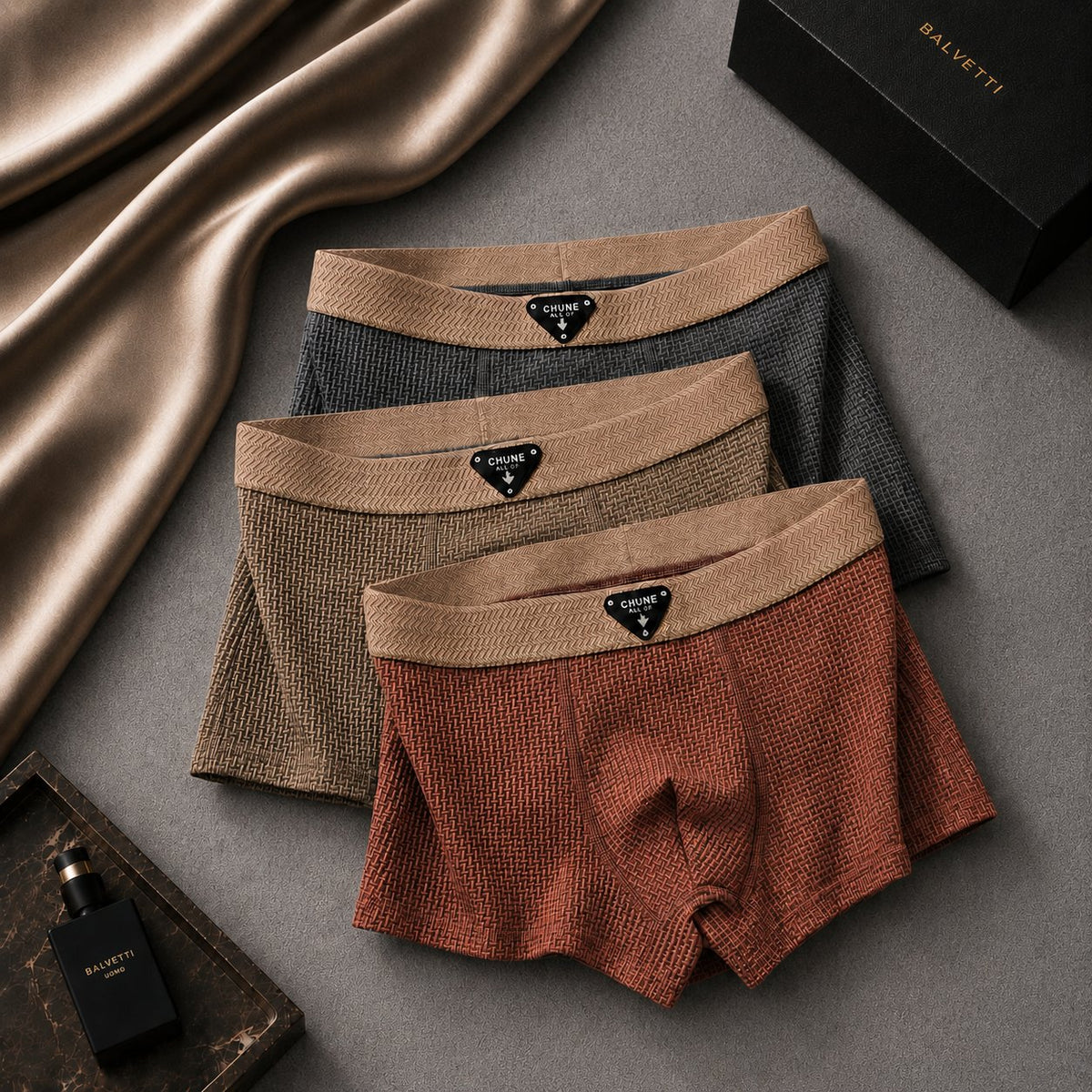 Men's Cotton Waffle Knit Boxer Briefs Front