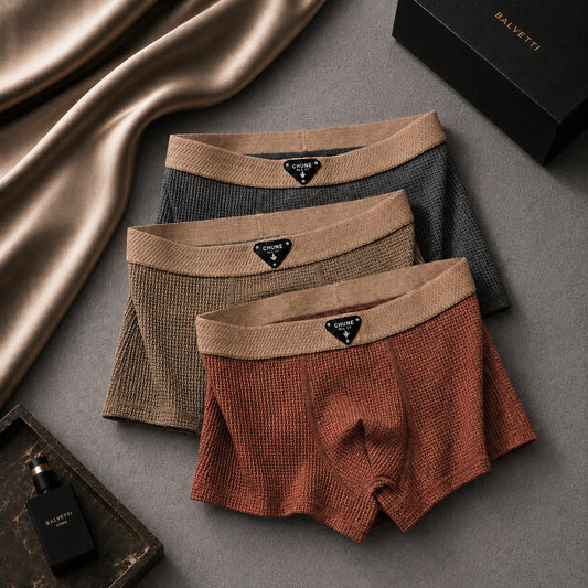 Men's Cotton Waffle Knit Boxer Briefs Front