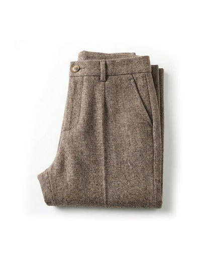 Men's Herringbone Wool Trousers | Tailored Smart Fit Hero