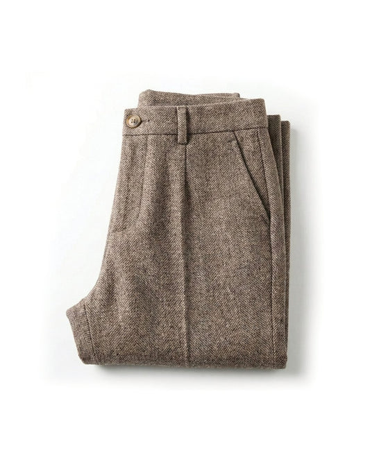 Men's Herringbone Wool Trousers | Tailored Smart Fit Hero