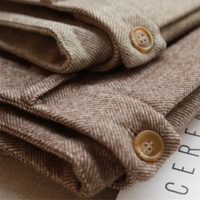 Men's Herringbone Wool Trousers | Tailored Smart Fit View 14