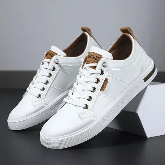 Men's Leather Two-Tone Sneakers with Cushioned Insole Hero