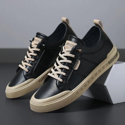 Men's Leather Two-Tone Sneakers with Cushioned Insole Lifestyle