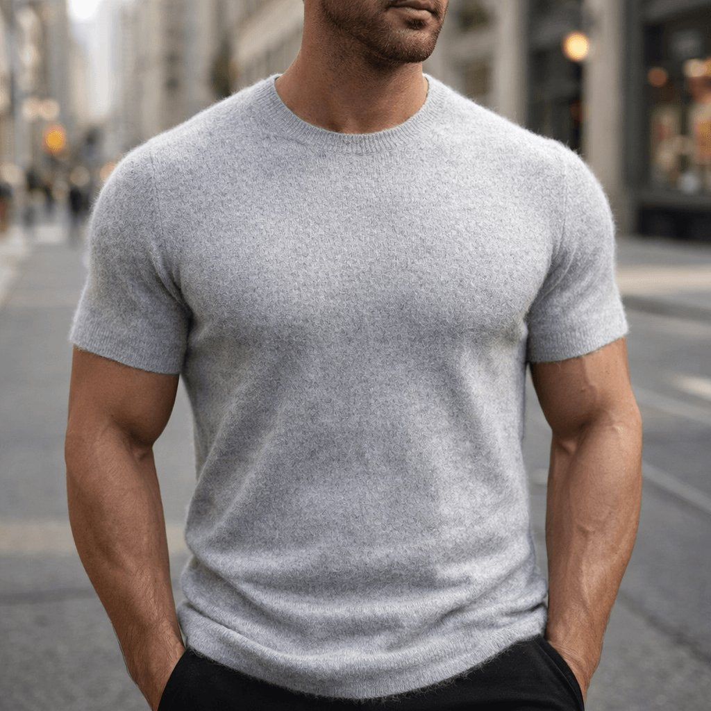 Men's Lightweight Cashmere Tee Close Up