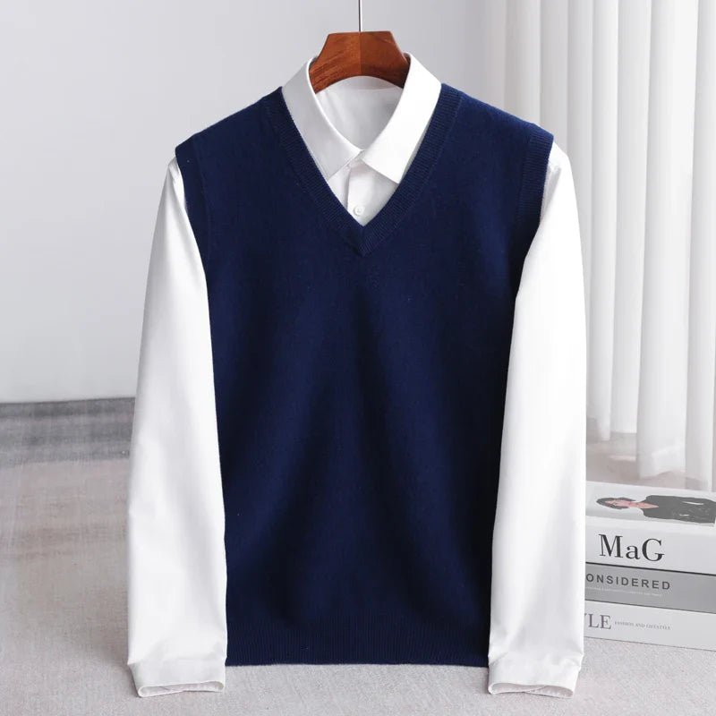 Men's Merino Sweater Vest with V-Neck Angle