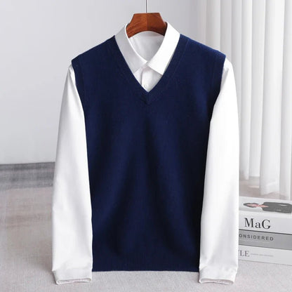 Men's Merino Sweater Vest with V-Neck Angle