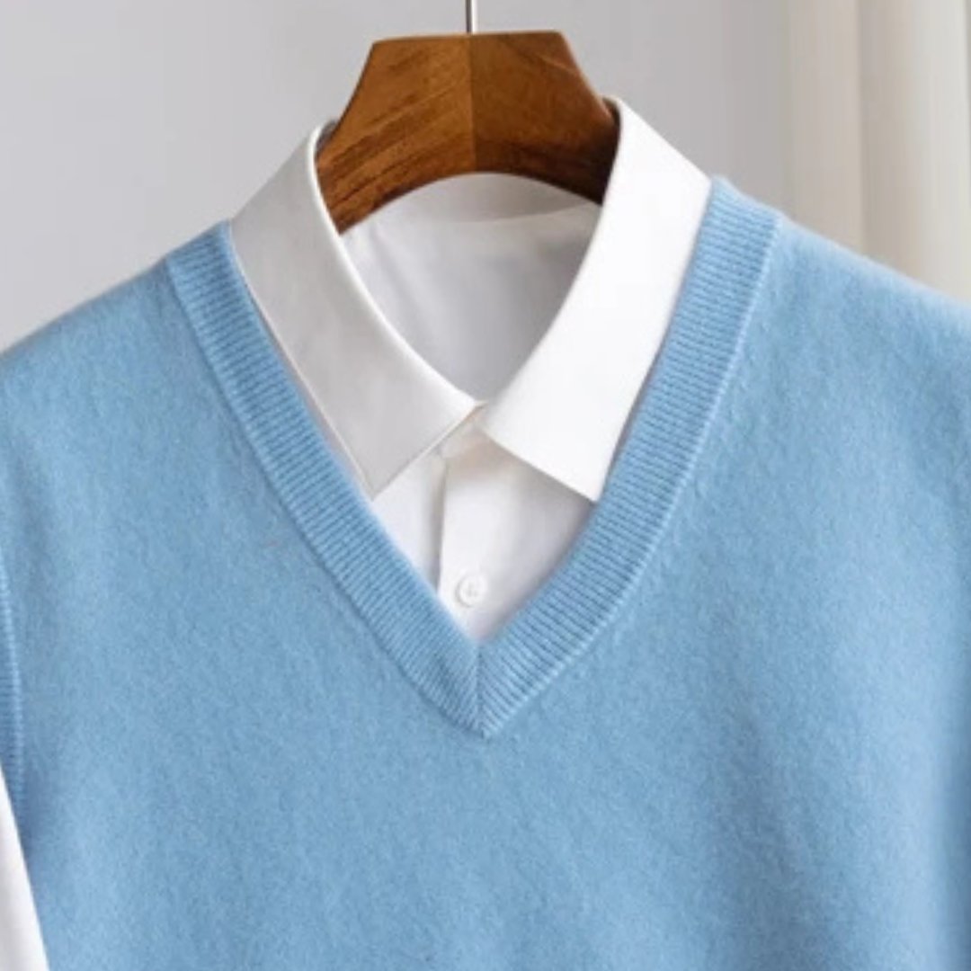Men's Merino Sweater Vest with V-Neck Front