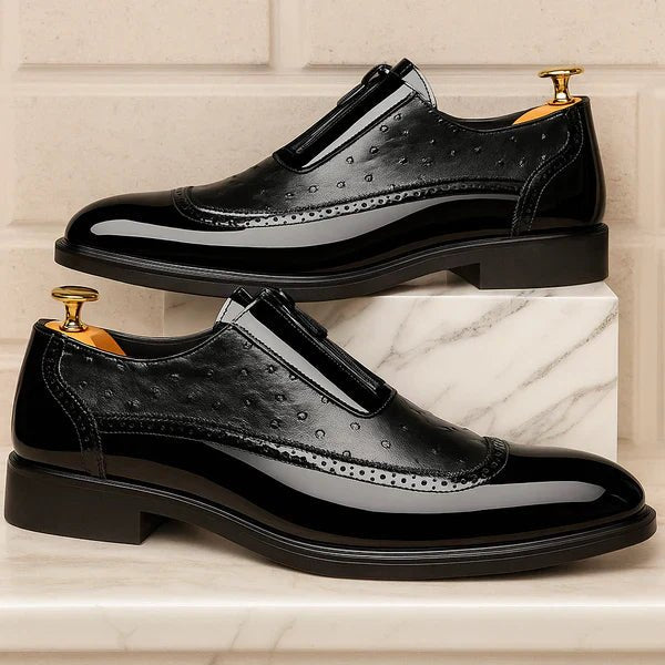 Men's Oxford Ostrich Leather Shoes with Side Zip Lifestyle