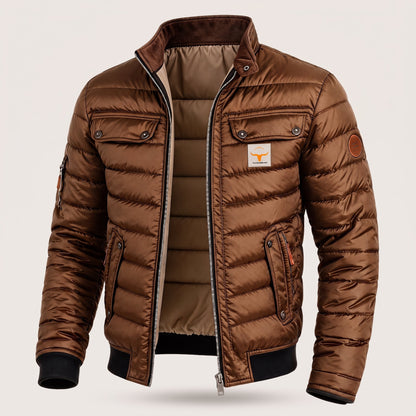 Men's Relaxed Fit Quilted Jacket with Chest Pockets Close Up