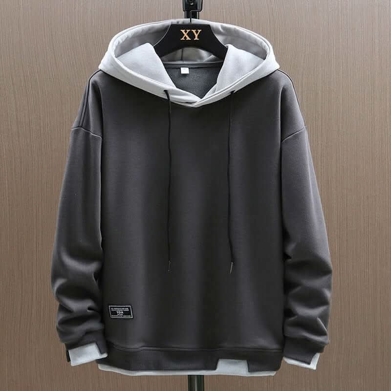 Men's Relaxed Fit Two-Tone Hoodie with Contrast Hood Back