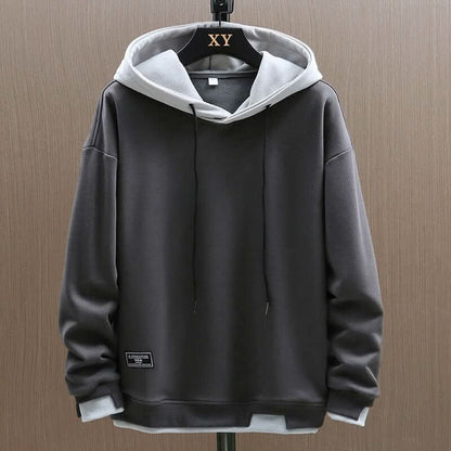 Men's Relaxed Fit Two-Tone Hoodie with Contrast Hood Back