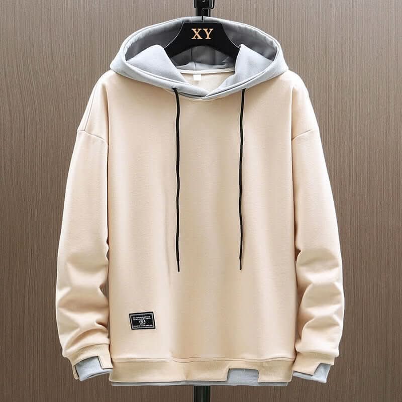 Men's Relaxed Fit Two-Tone Hoodie with Contrast Hood Close Up