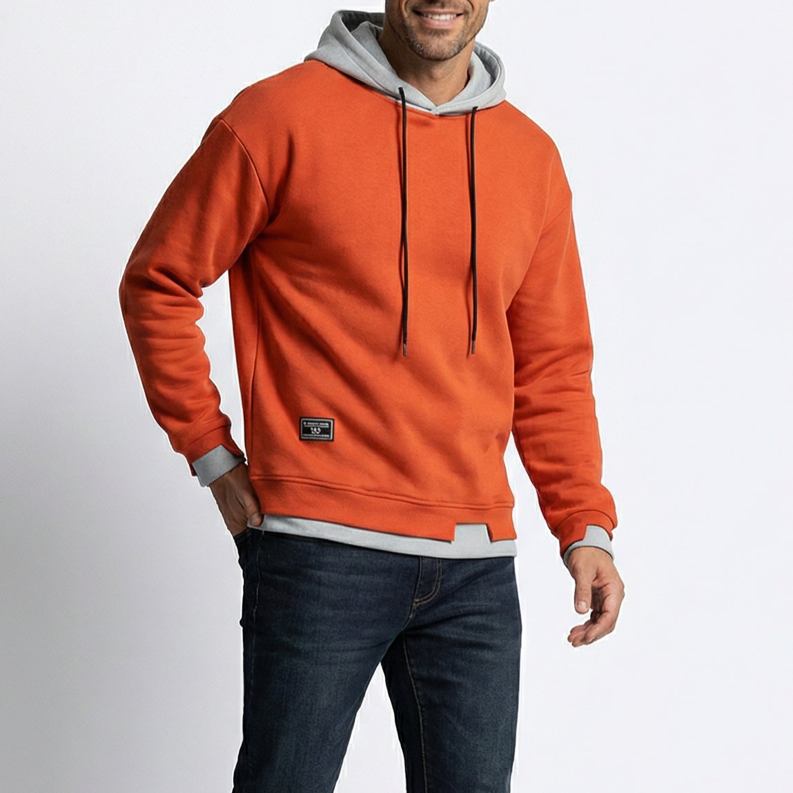 Men's Relaxed Fit Two-Tone Hoodie with Contrast Hood Hero