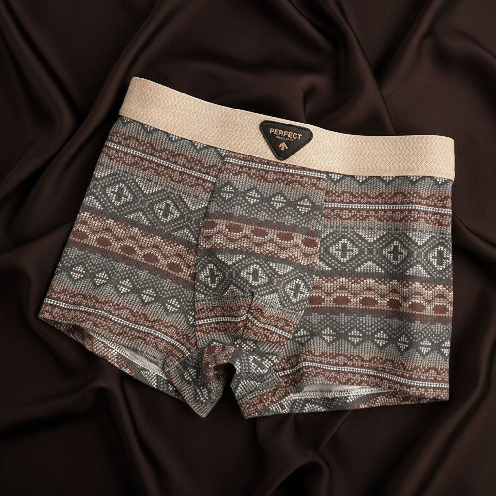 Men's Retro Cotton Boxer Briefs with Breathable Support Close Up