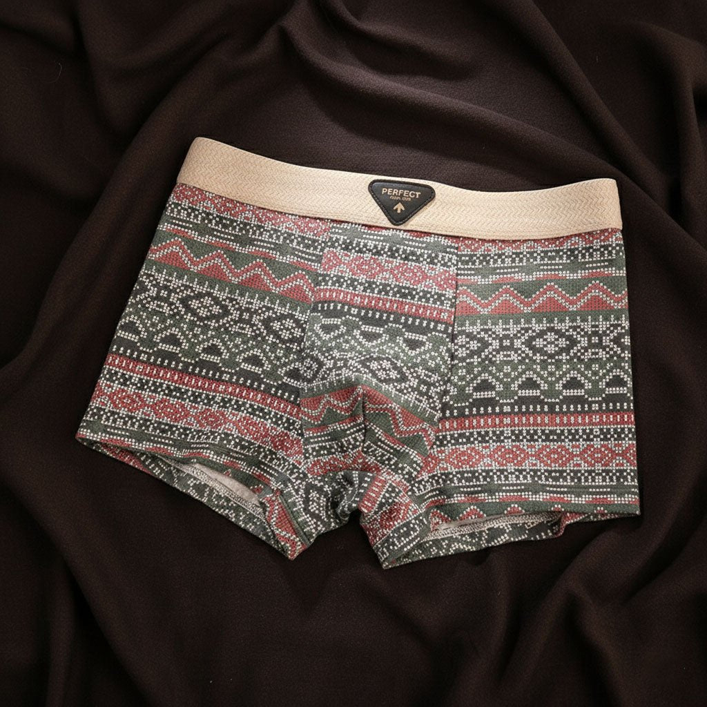 Men's Retro Cotton Boxer Briefs with Breathable Support Full