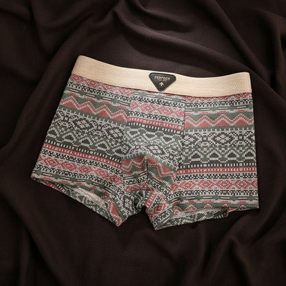 Men's Retro Cotton Boxer Briefs with Breathable Support Full