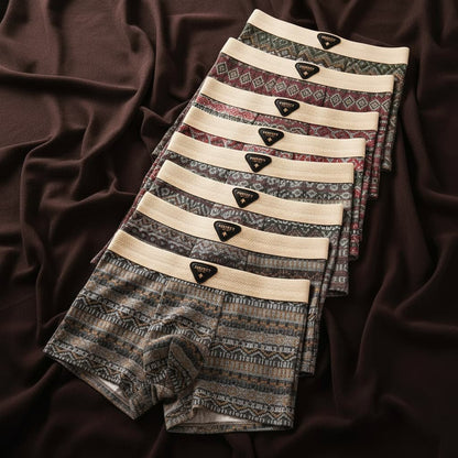 Men's Retro Cotton Boxer Briefs with Breathable Support Side