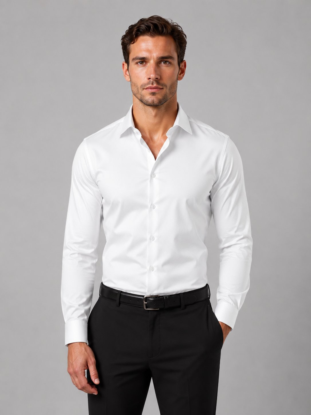 Men's Slim Fit Dress Shirt | Long Sleeve Smart Formal Close Up