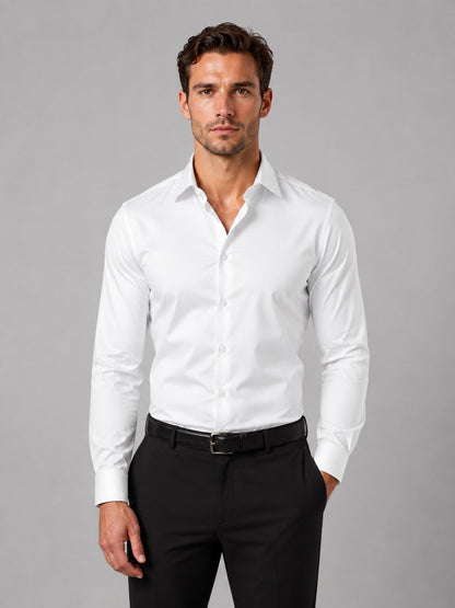 Men's Slim Fit Dress Shirt | Long Sleeve Smart Formal Close Up