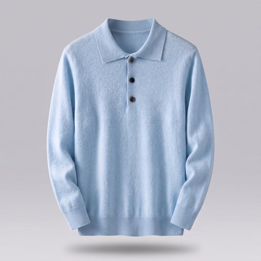 Men's Soft Knit Cashmere Polo Shirt Back