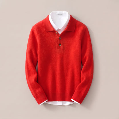 Men's Soft Knit Cashmere Polo Shirt Side