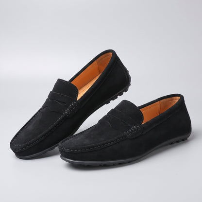 Men's Suede Loafers with Cushioned Insole Back