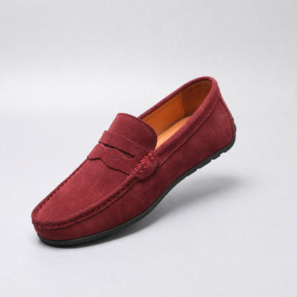 Men's Suede Loafers with Cushioned Insole Close Up