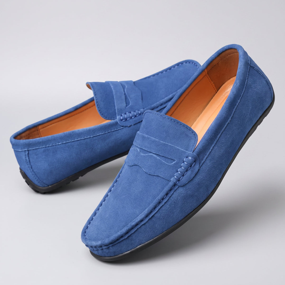 Men's Suede Loafers with Cushioned Insole Detail