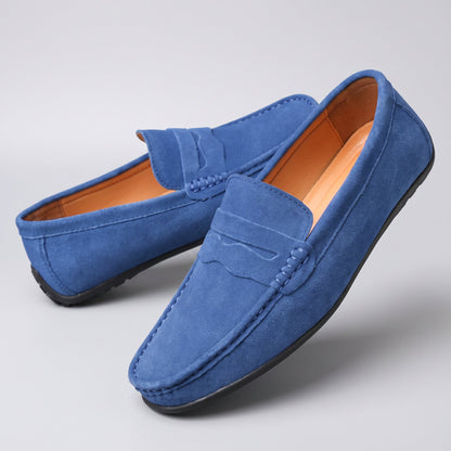 Men's Suede Loafers with Cushioned Insole Detail