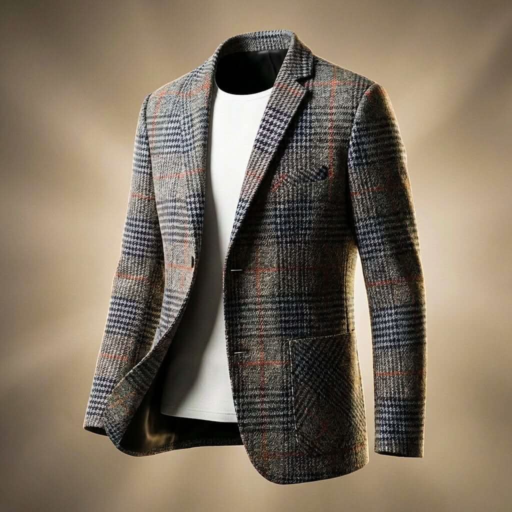 Men's Tailored Blazer | Wool Blend with Notch Lapel Front