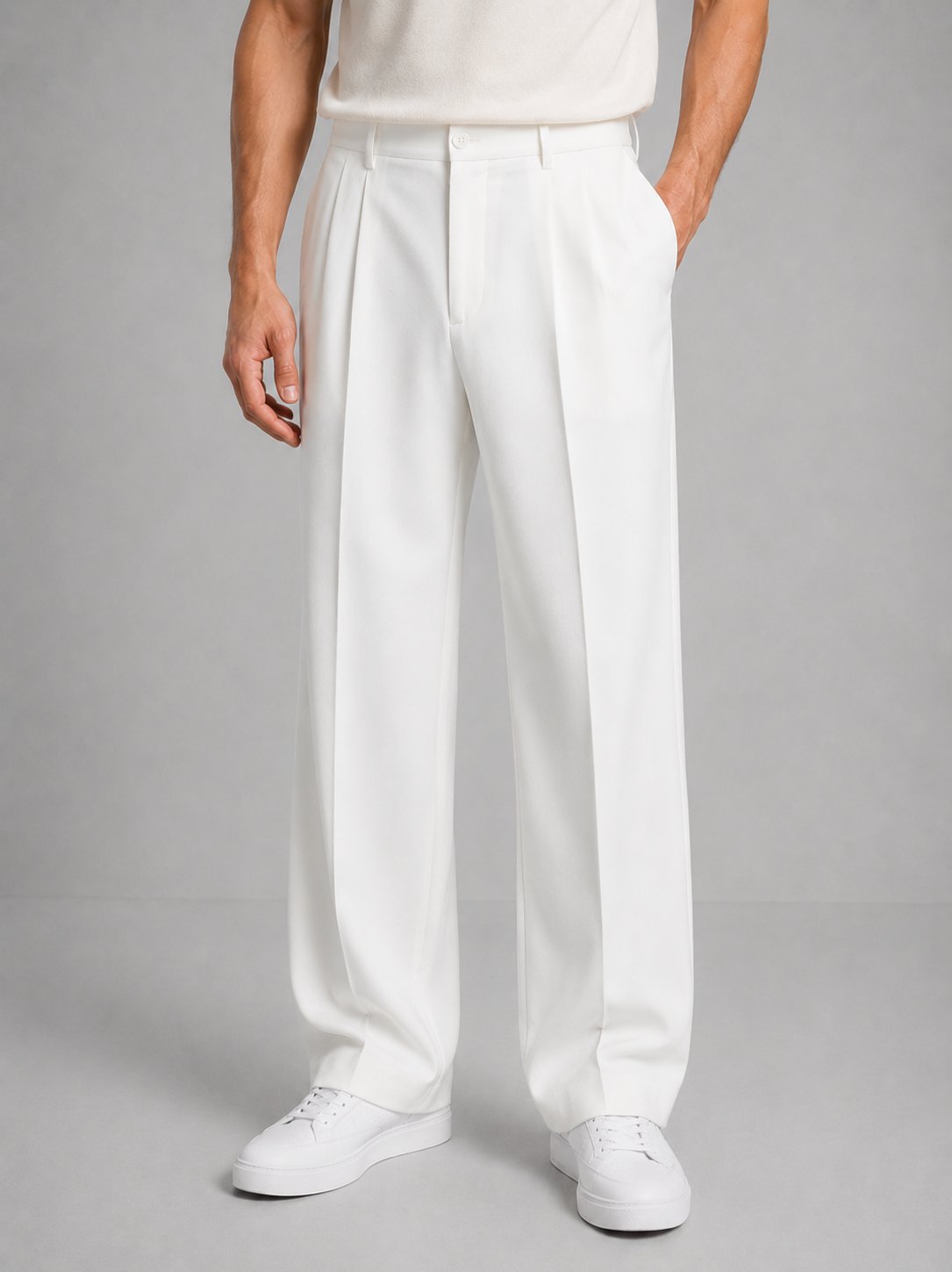 Men's Tailored Straight Leg Trousers | Smart Casual Fit Close Up