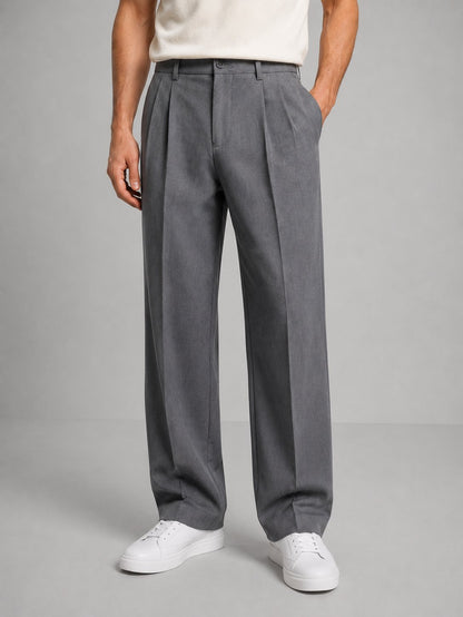 Men's Tailored Straight Leg Trousers | Smart Casual Fit Side