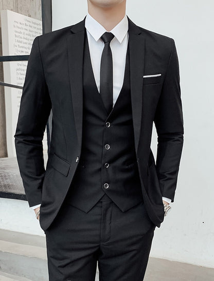 Men's Three-Piece Suit | Single Breasted Formal Set Detail