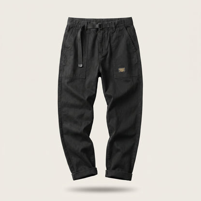 Men's Vintage Cargo Pants with Utility Pockets Close Up