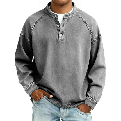 Men's Vintage Long Sleeve Denim Shirt Back