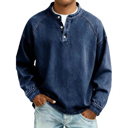 Men's Vintage Long Sleeve Denim Shirt Detail