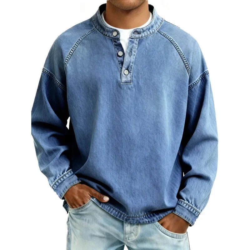 Men's Vintage Long Sleeve Denim Shirt Hero
