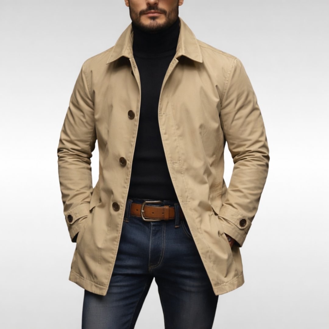 Men's Weatherproof Trench Coat with Balmacaan Collar Back