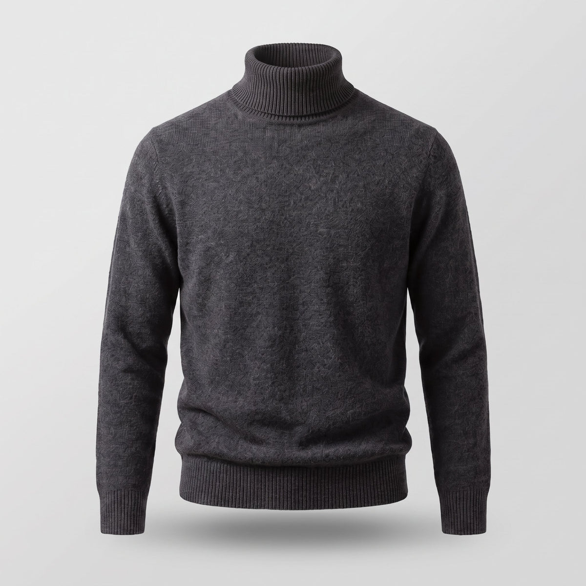 Men's Wool Turtleneck Jumper with Ribbed Collar Back