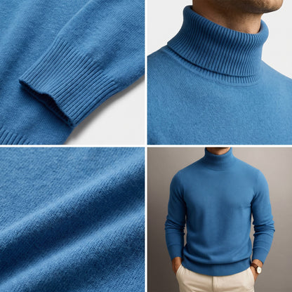 Men's Wool Turtleneck Jumper with Ribbed Collar Full