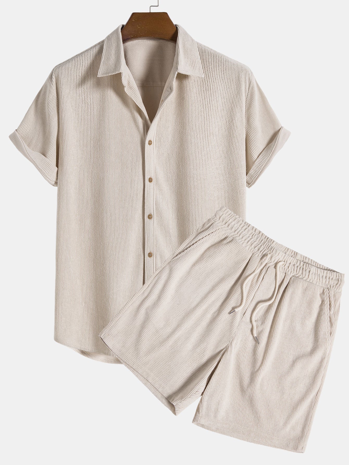 Men’s Ribbed Drawstring Shorts Co-Ord