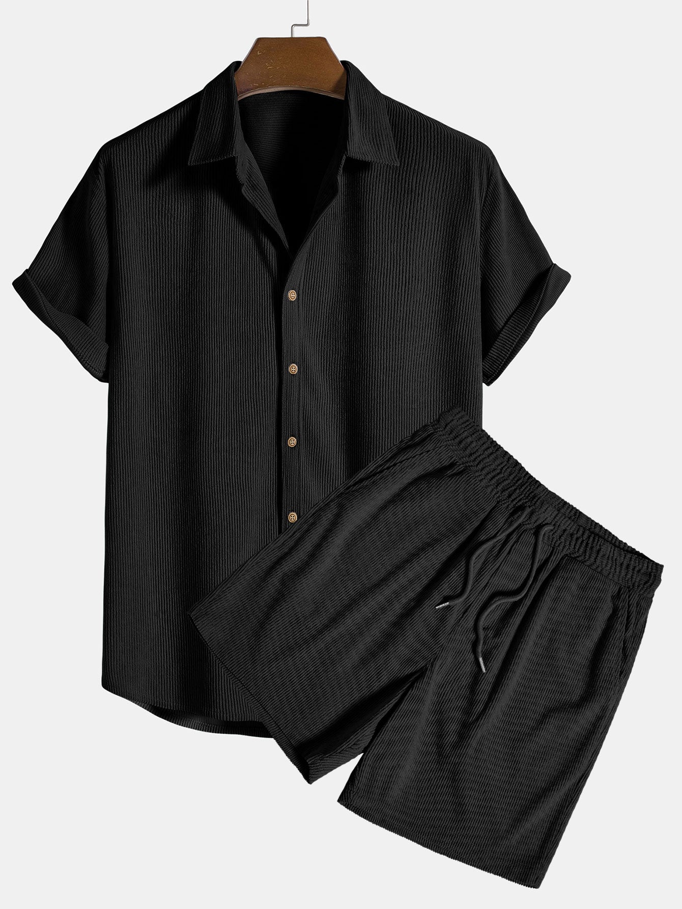 Men’s Ribbed Drawstring Shorts Co-Ord