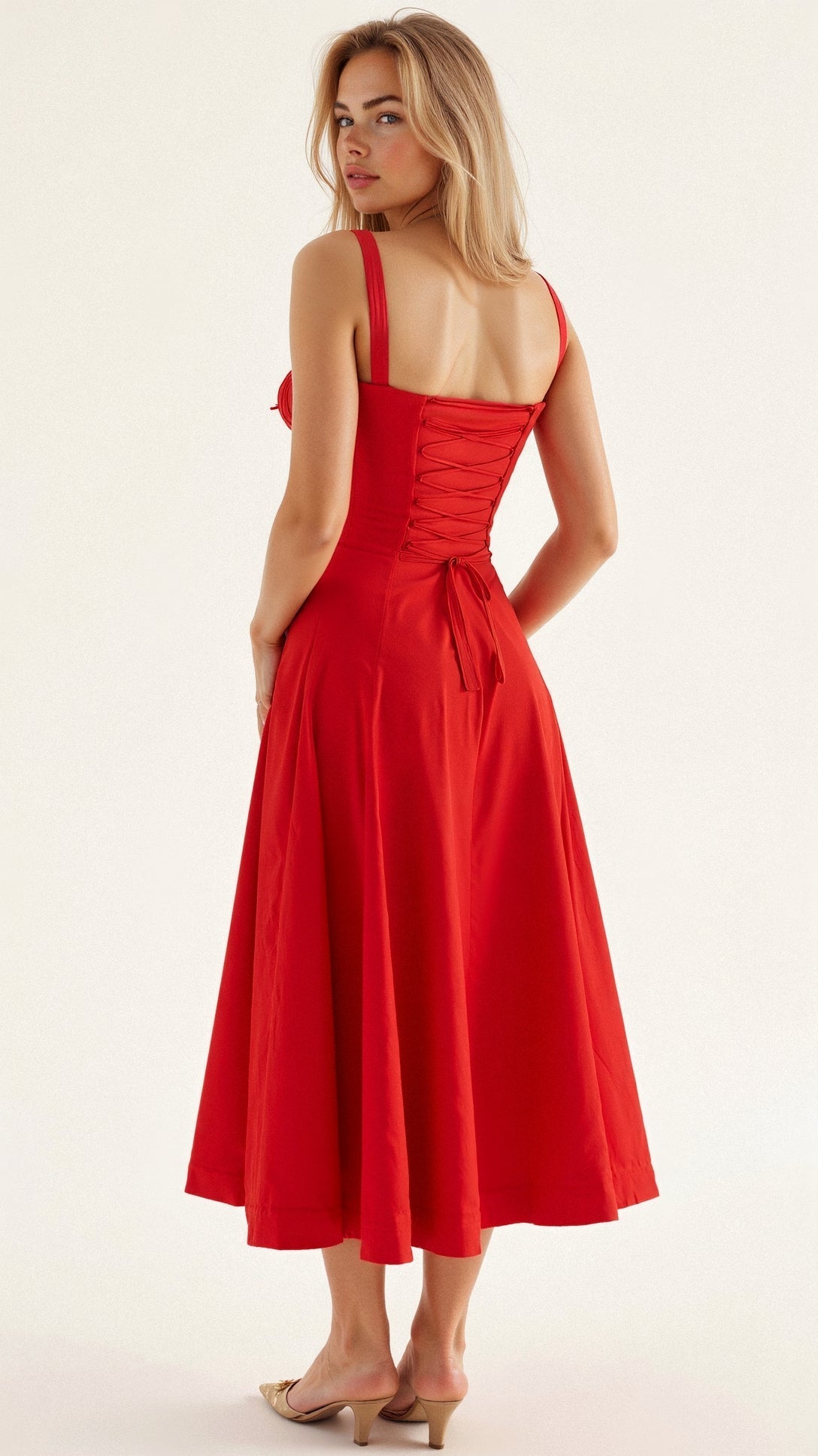 Women's Figure-Flattering Floral Corset Midi Dress