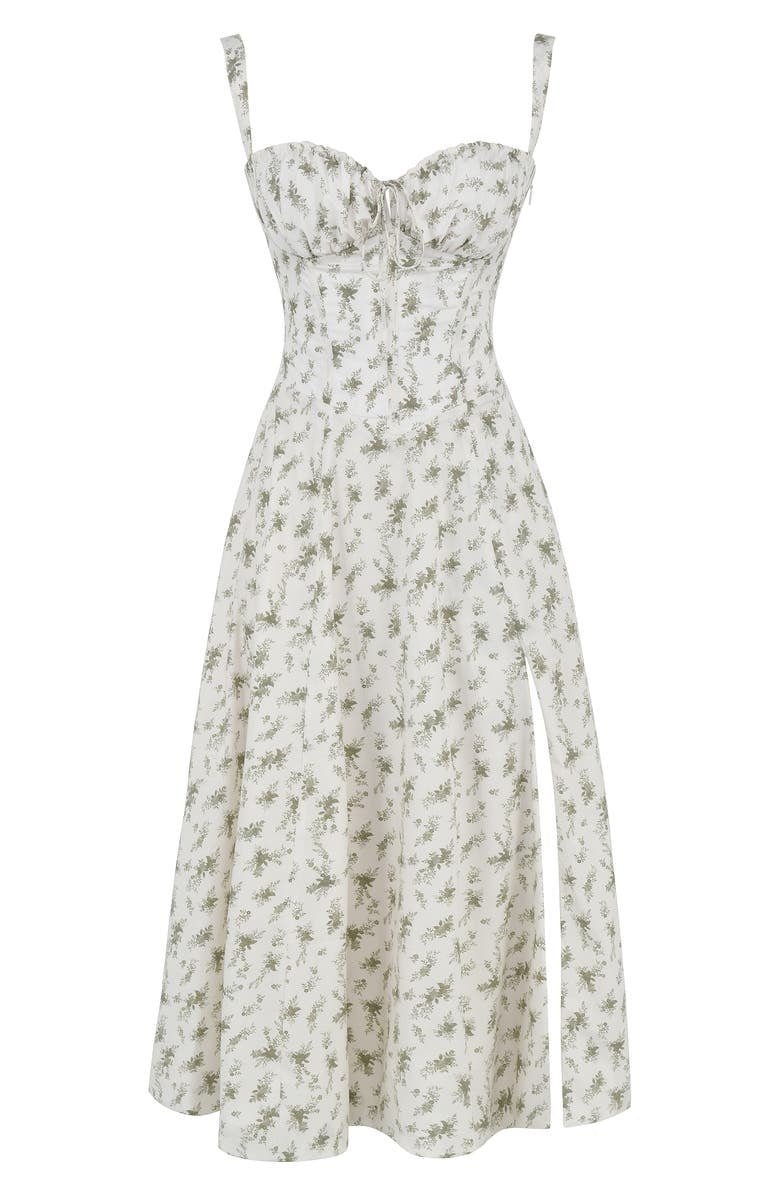 Women's Figure-Flattering Floral Corset Midi Dress