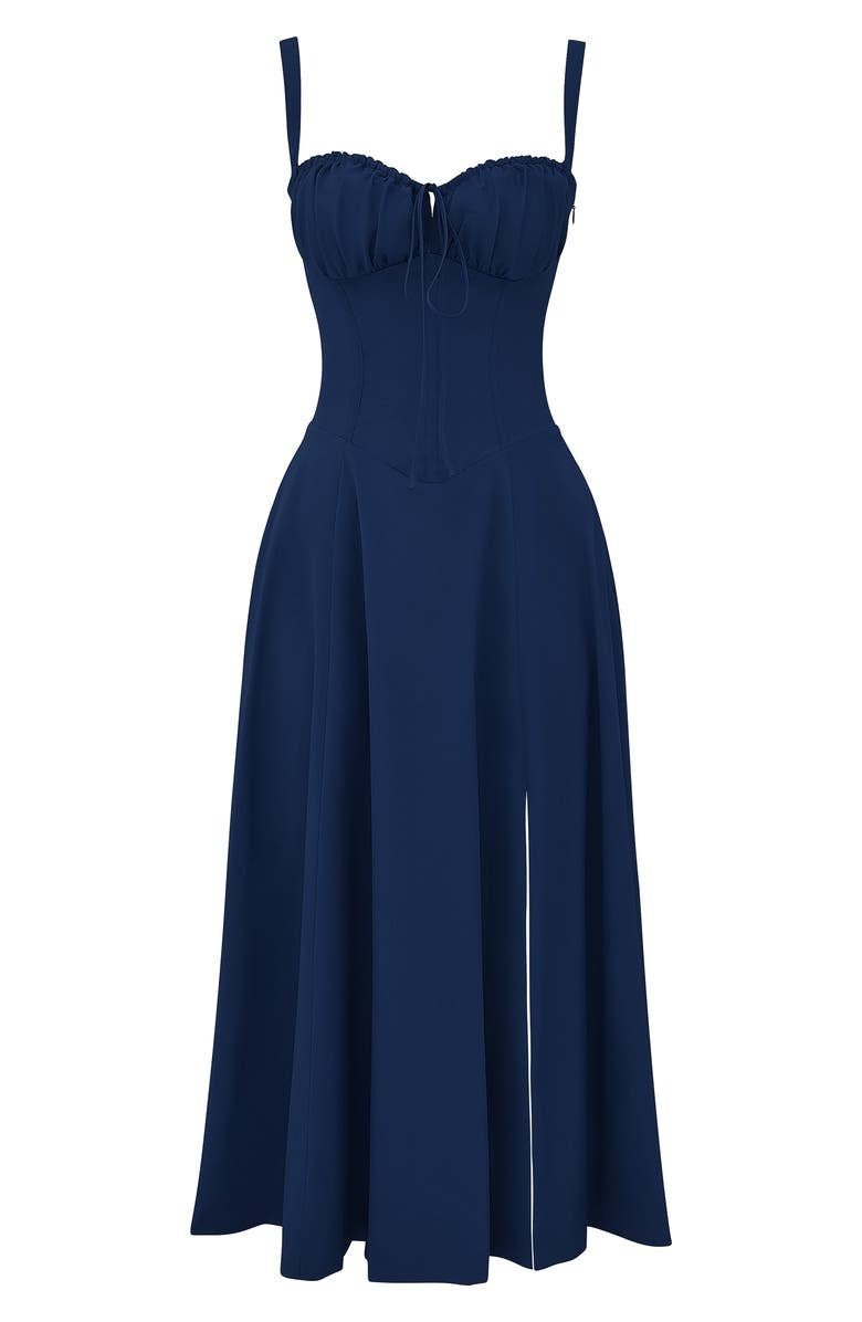 Women's Figure-Flattering Floral Corset Midi Dress