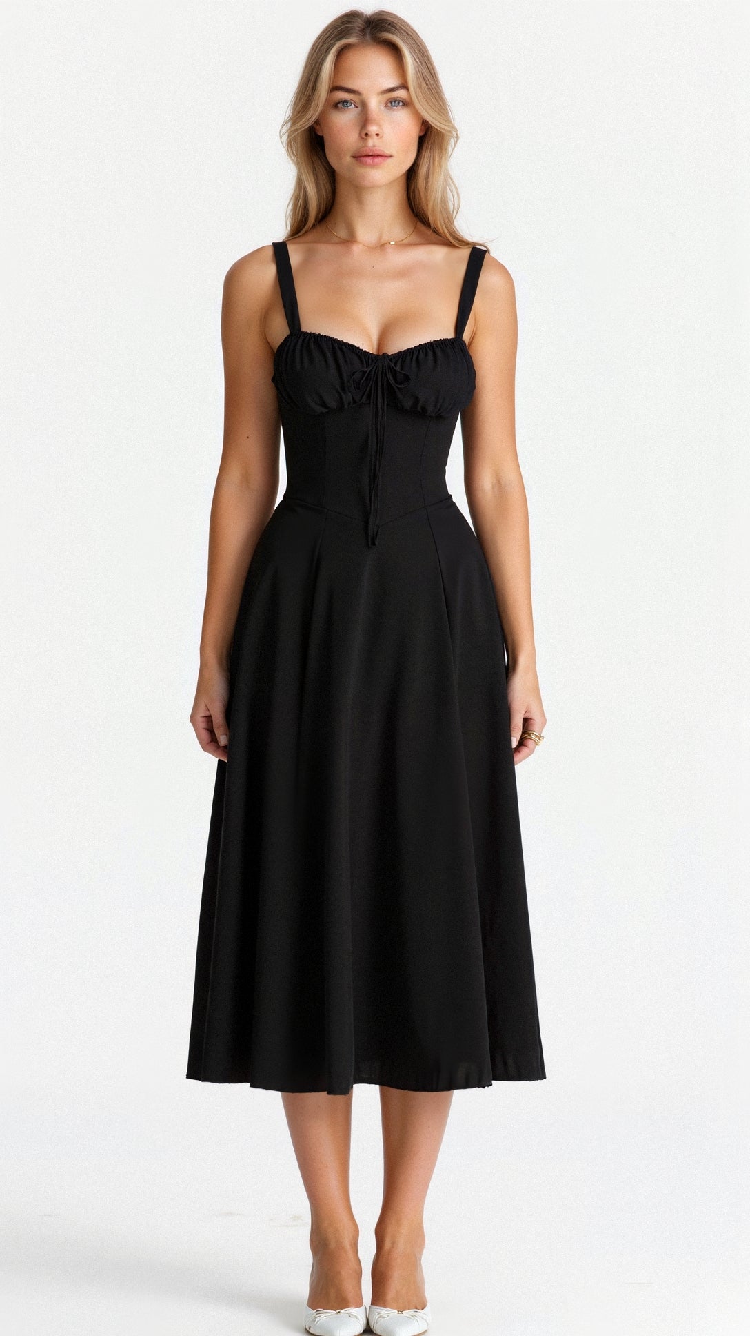Women's Figure-Flattering Floral Corset Midi Dress