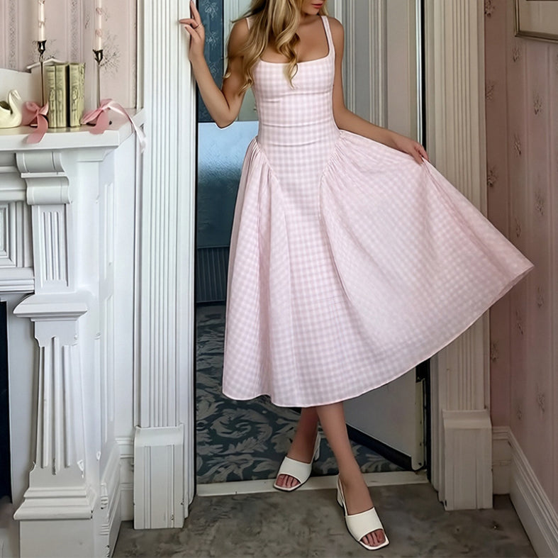 Women's Gingham Pocket Midi Sundress