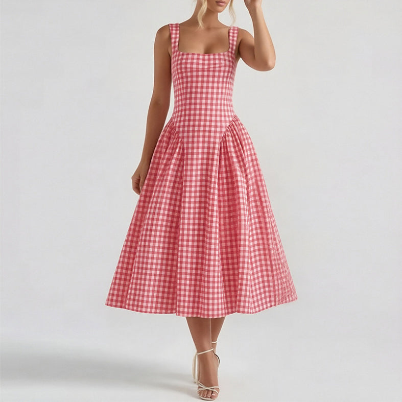 Women's Gingham Pocket Midi Sundress