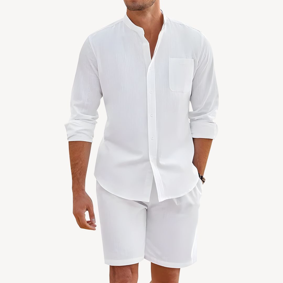 Men's Long Sleeve Shirt & Shorts Set